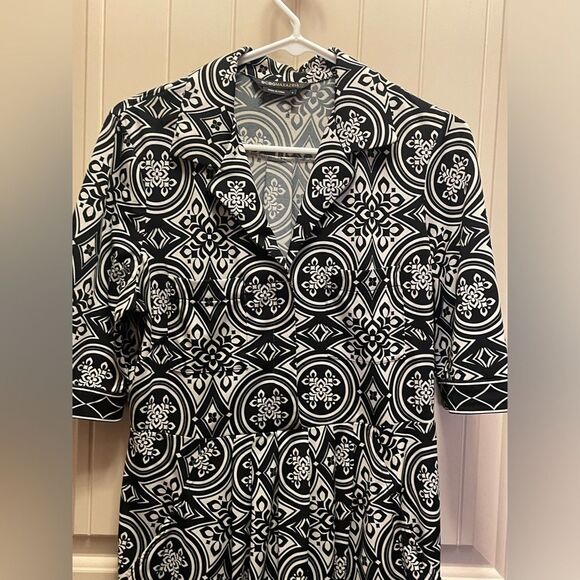 BCBG Max Azria Black and White Pocket Shirt Dress Small Business Cocktail Work - Picture 6 of 15